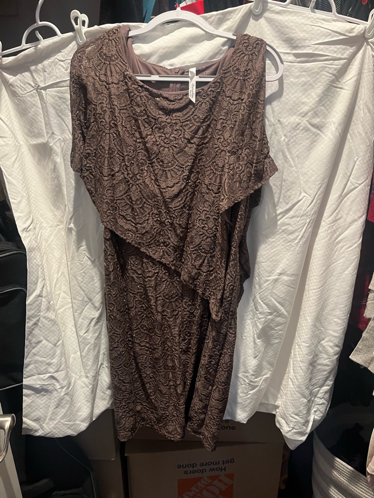 Brown Lace Overlay Women’s Dress